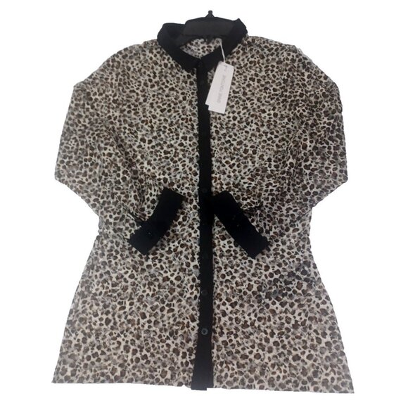 NWT 4 EU38 Anne Fontaine Pyla Leopard Cheetah Animal Print Semi Sheer Mesh Top - Picture 3 of 6